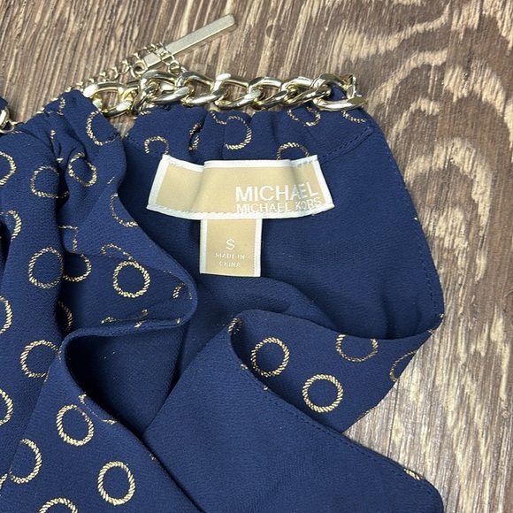 Michael by Michael Kors navy with gold hoops halter tank top with chain detail - Picture 6 of 7